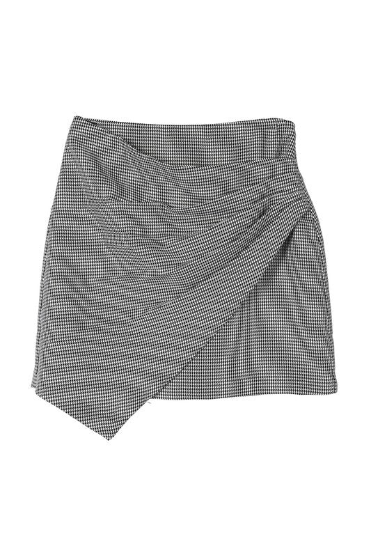 Hound tooth shirred wrap skirt - A Little More Boutique