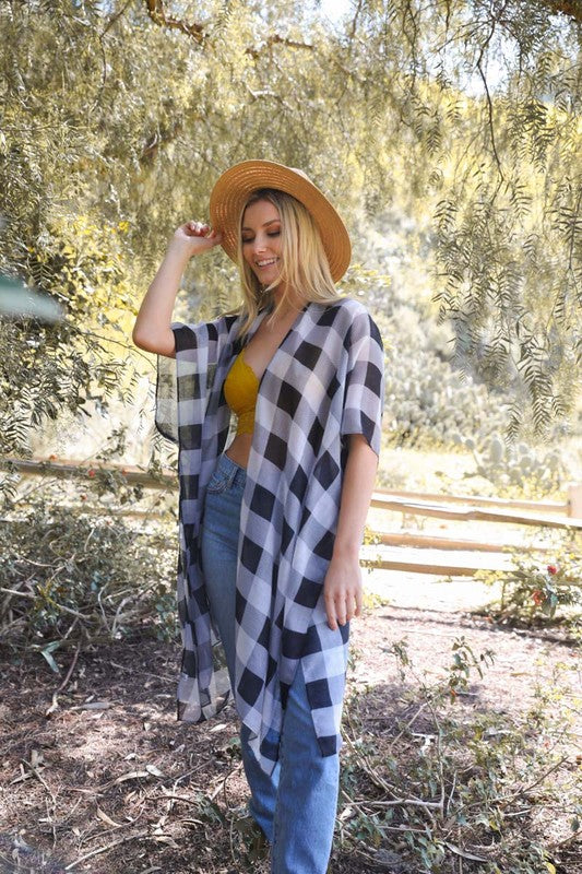 Lightweight Buffalo Check Kimono - A Little More Boutique