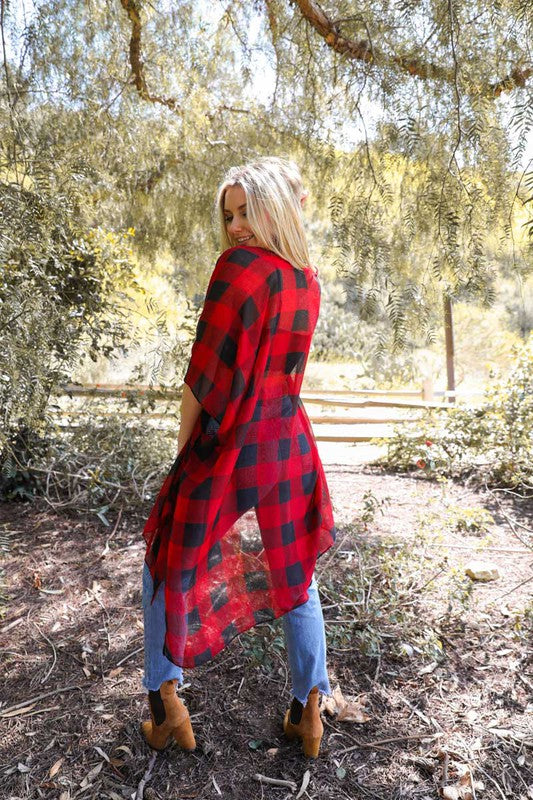 Lightweight Buffalo Check Kimono - A Little More Boutique