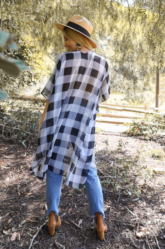 Lightweight Buffalo Check Kimono - A Little More Boutique