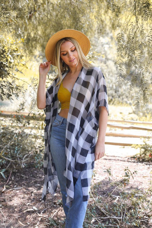 Lightweight Buffalo Check Kimono - A Little More Boutique