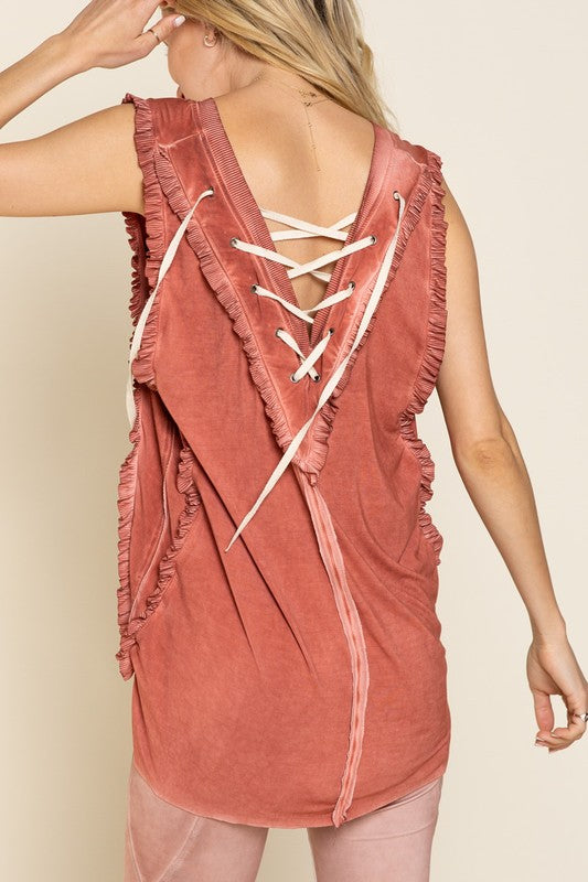 Criss-cross Lace-up Open Back Tank Top