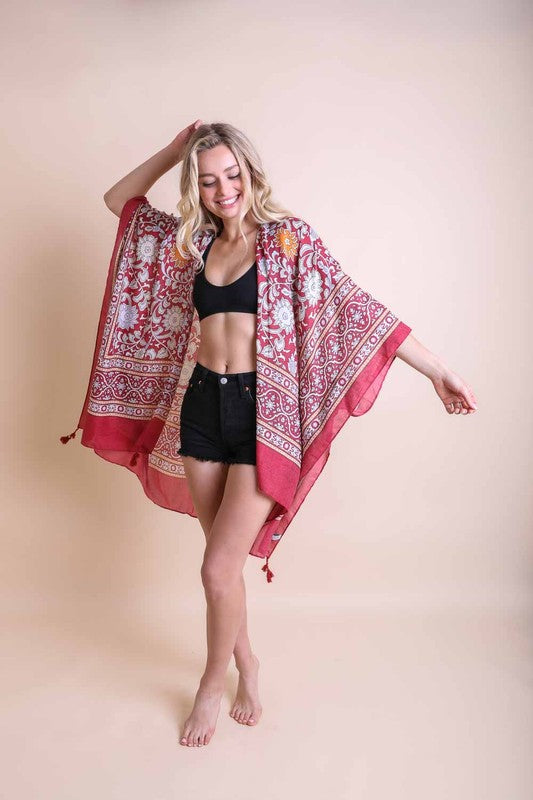 Touch of Morroco Tapestry Tassel Kimono - A Little More Boutique