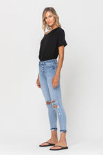 HIGH RISE BUTTON UP ANKLE SKINNY W CUFF