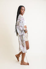 Ikebana Kimono W/ Suede Tie Belt - A Little More Boutique