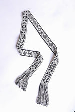 Woven Aztec Waist Tie Belt w/ Frayed Trim - A Little More Boutique