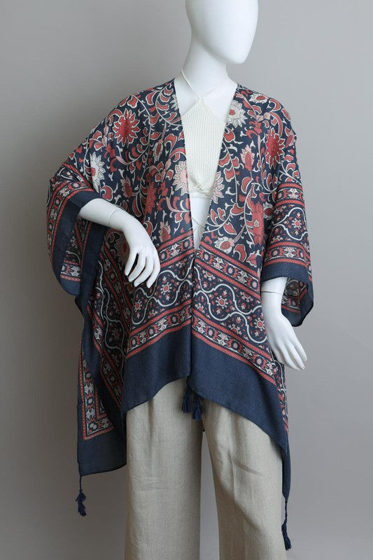 Touch of Morroco Tapestry Tassel Kimono - A Little More Boutique