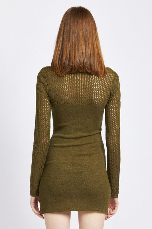 Long sleeve mini knitted dress
