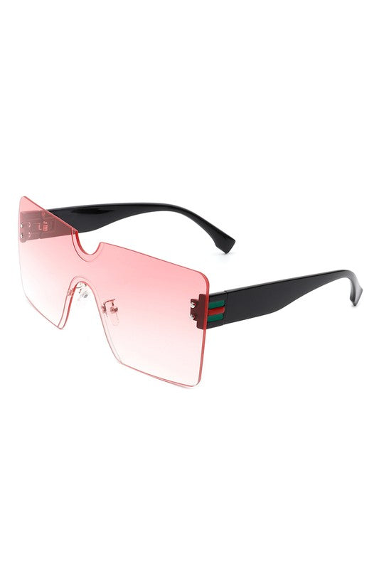 Square Rimless Oversize Flat Top Sunglasses