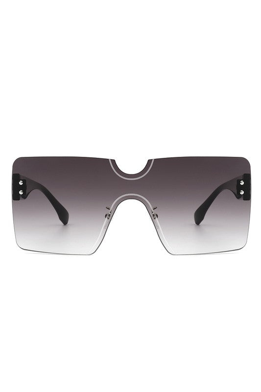 Square Rimless Oversize Flat Top Sunglasses