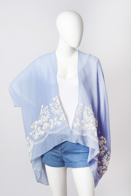 Floral Embroidered Stitch Kimono - A Little More Boutique