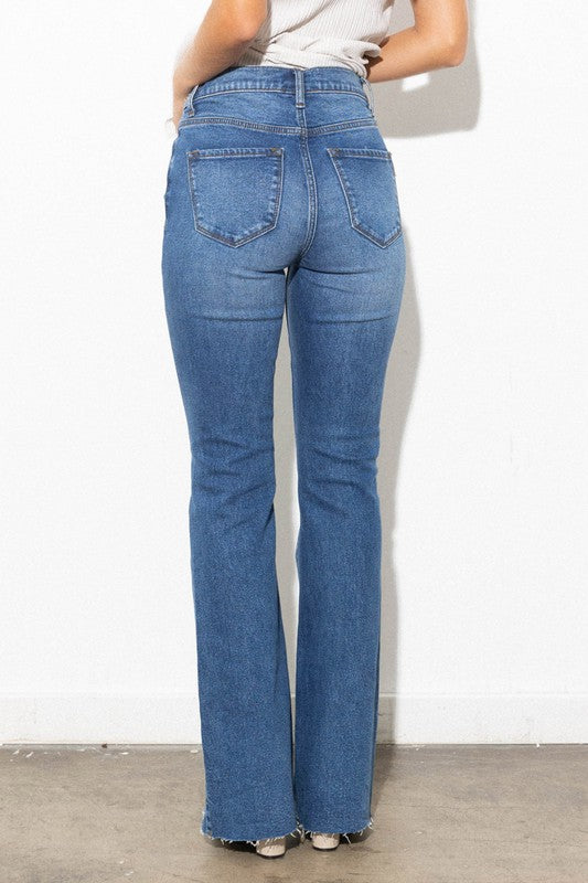 HIGH WAISTED DISTRESSED BOOTCUT