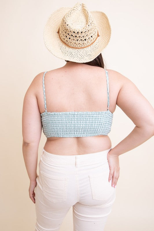 Plus Size Gingham Smocked Bralette - A Little More Boutique