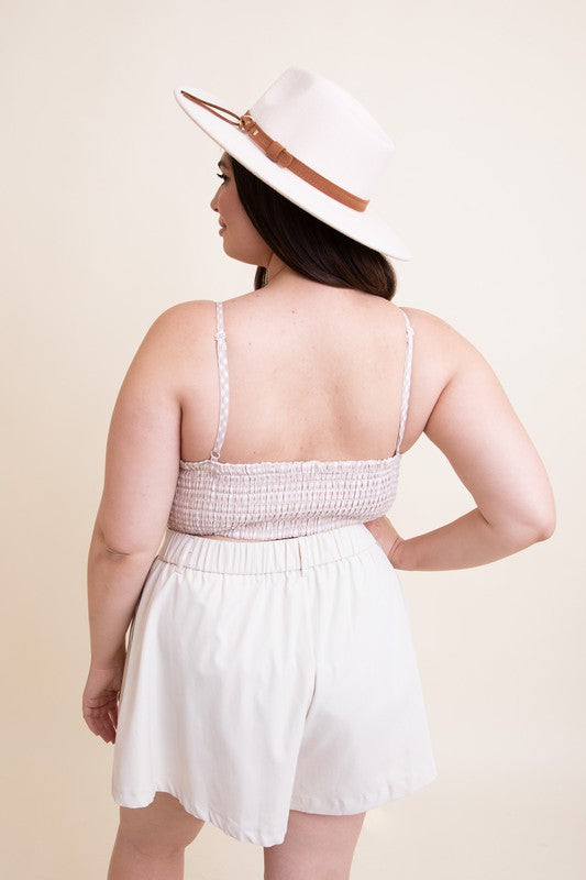Plus Size Gingham Smocked Bralette - A Little More Boutique