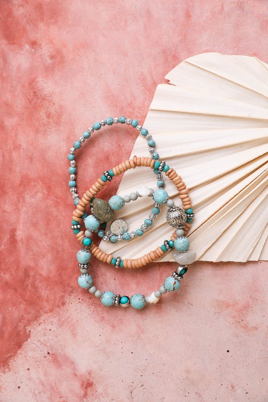 Turquoise Mixed Bead Stackable Bracelet - A Little More Boutique