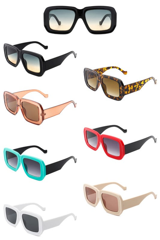 Square Retro Bold Fashion Flat Top Sunglasses