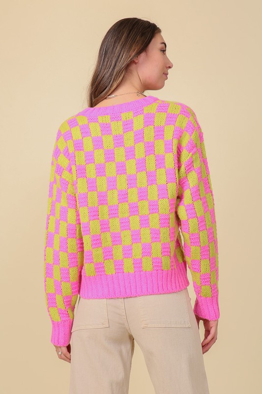 Pullover checkered sweater
