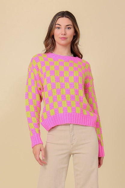 Pullover checkered sweater