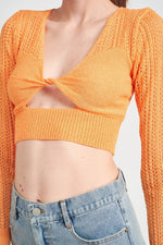 CROCHET CROPPED TOP WITH TWIST FRONT DETAIL