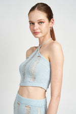 LADDERED HALTER NECK TOP