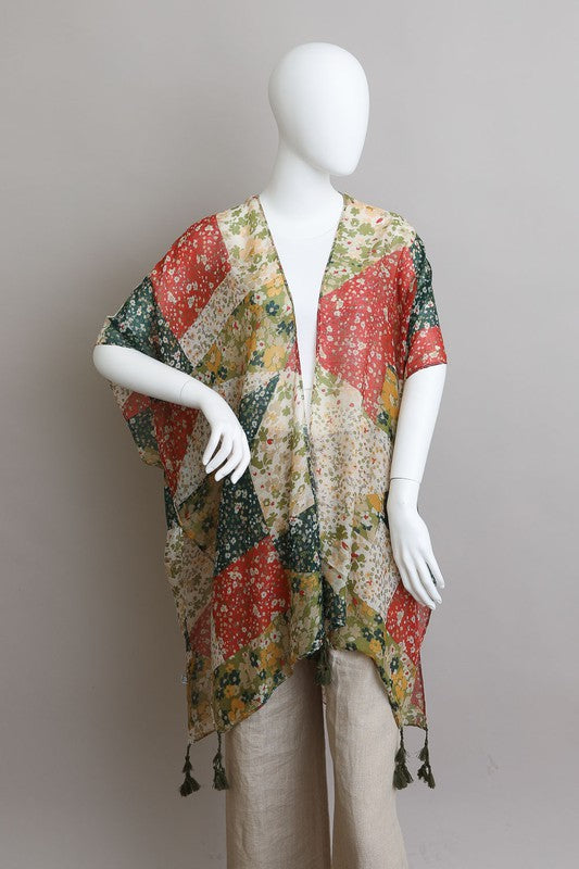 Allover Floral Print Kimono - A Little More Boutique