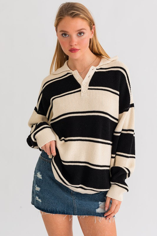 Collared Oversized Sweater Top