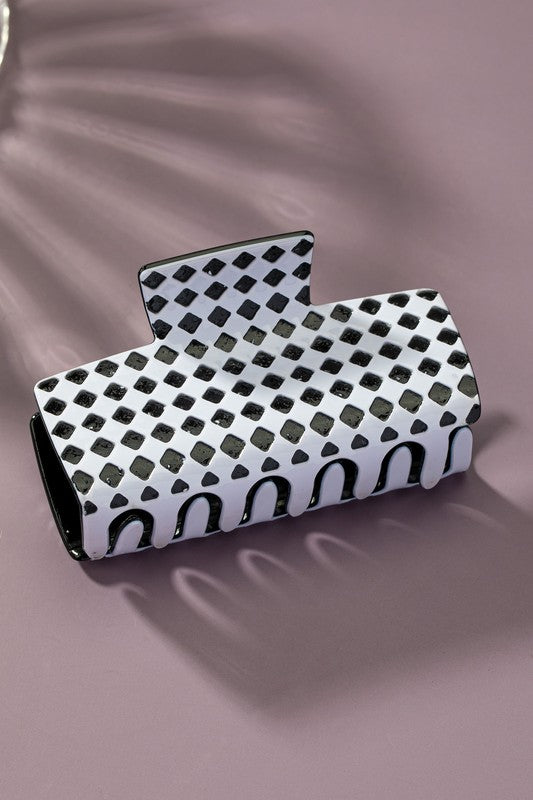 checker pattern rectangle hair claw clip