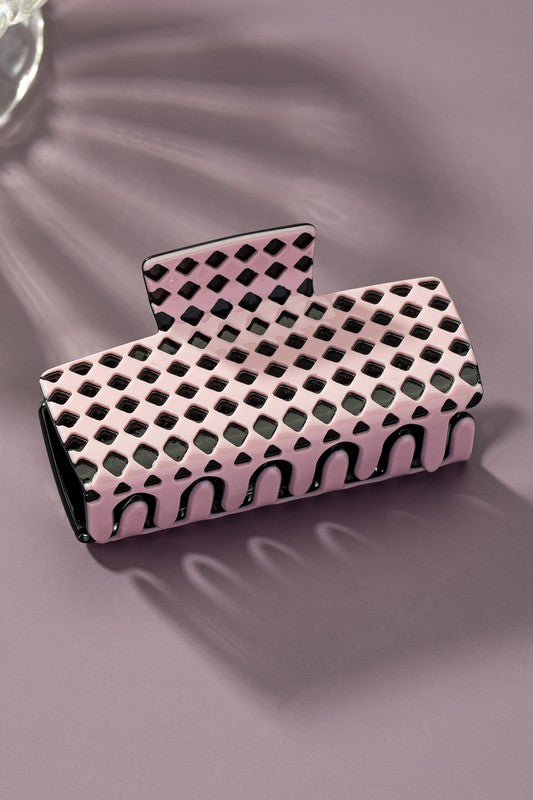 checker pattern rectangle hair claw clip