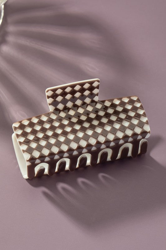 checker pattern rectangle hair claw clip