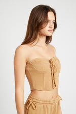 FRENCH TERRY STRAPLESS BUSTIER TOP