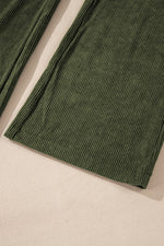 Green High Waist Square Pockets Corduroy Pants