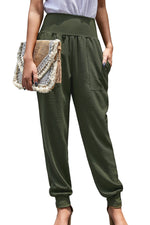 Green Pocketed Casual Joggers