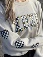 Checkered XOXO Neutral Sweatshirt