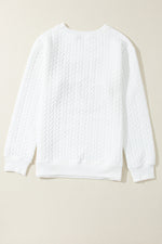 White Heart XOXO Chenille Embroidered Textured Sweatshirt