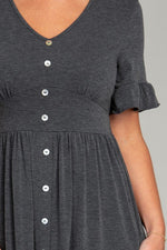 Button Trim Knit Midi Dress