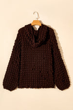 Dark Brown Bubble Textured Waffle Hoodie