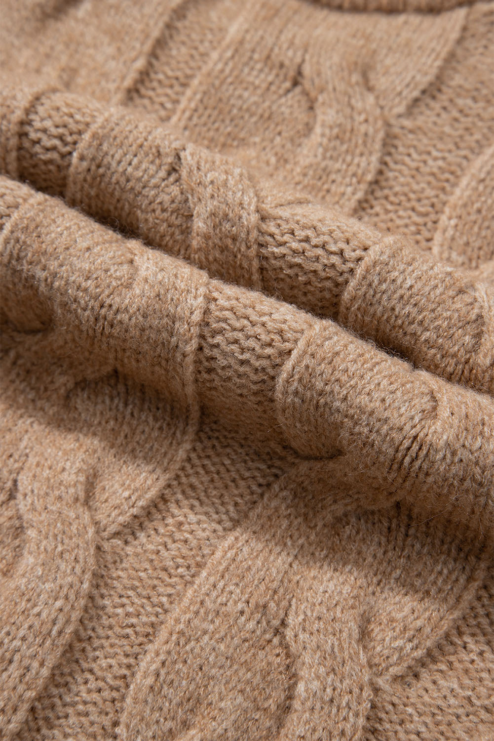 Light French Beige Cap Sleeve Cable Knit Sweater