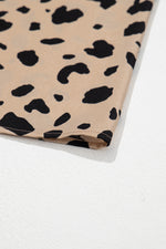 Khaki Leopard Spots Printed Split Hem Midi Skirt
