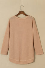 Moss Green Plus Size Textured Knit Long Sleeve Top