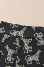 Black Printed High Rise Cheetah Print Ripped Leggings