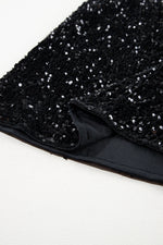 Black Sequin Bodycon Mini Skirt