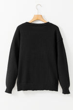 White Merry & Bright Round Neck Casual Sweater