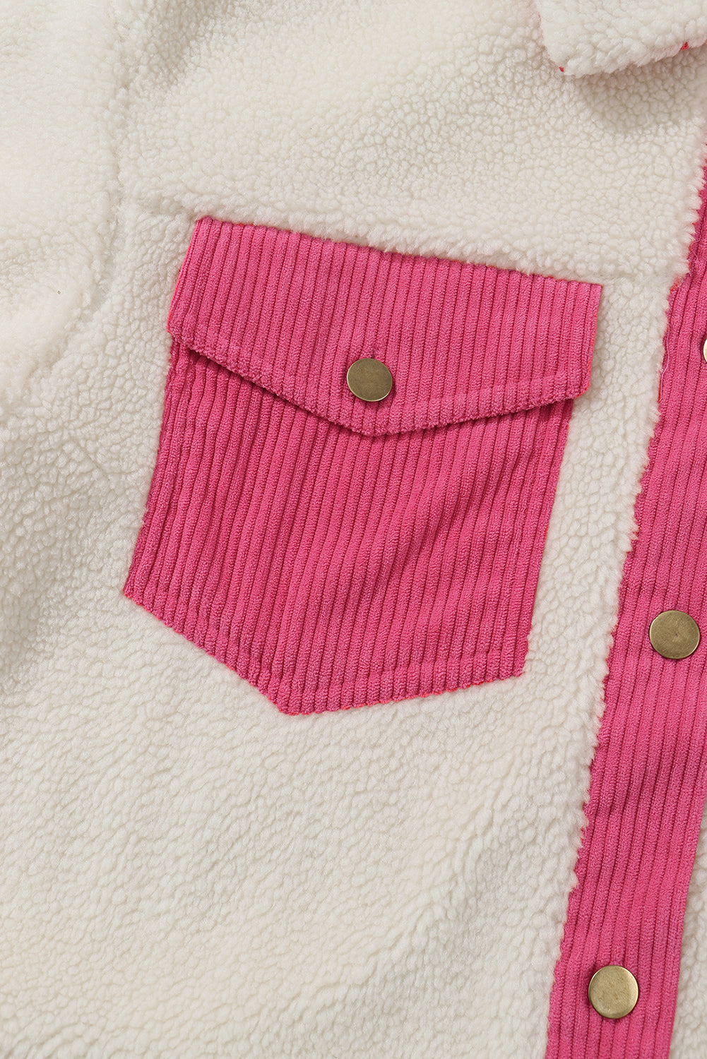 Multicolor Sherpa Corduroy Patchwork Button up Crop Jacket