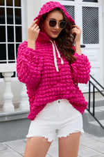 Rose Red Bubble Textured Knit Top