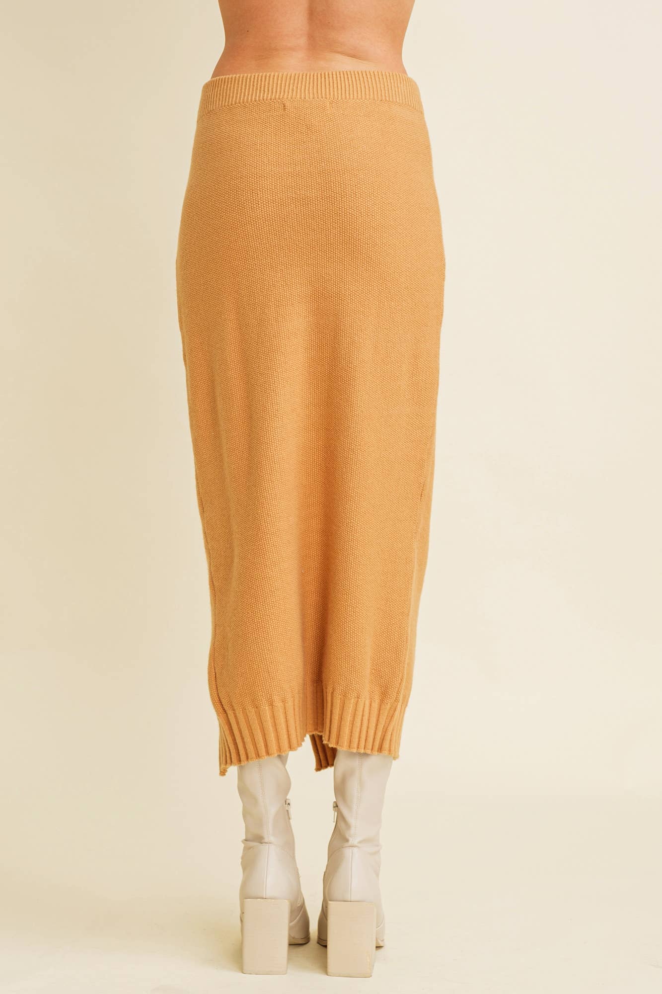 Hailey split midi knit skirt