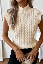 Black Cable Knit High Neck Sweater Vest