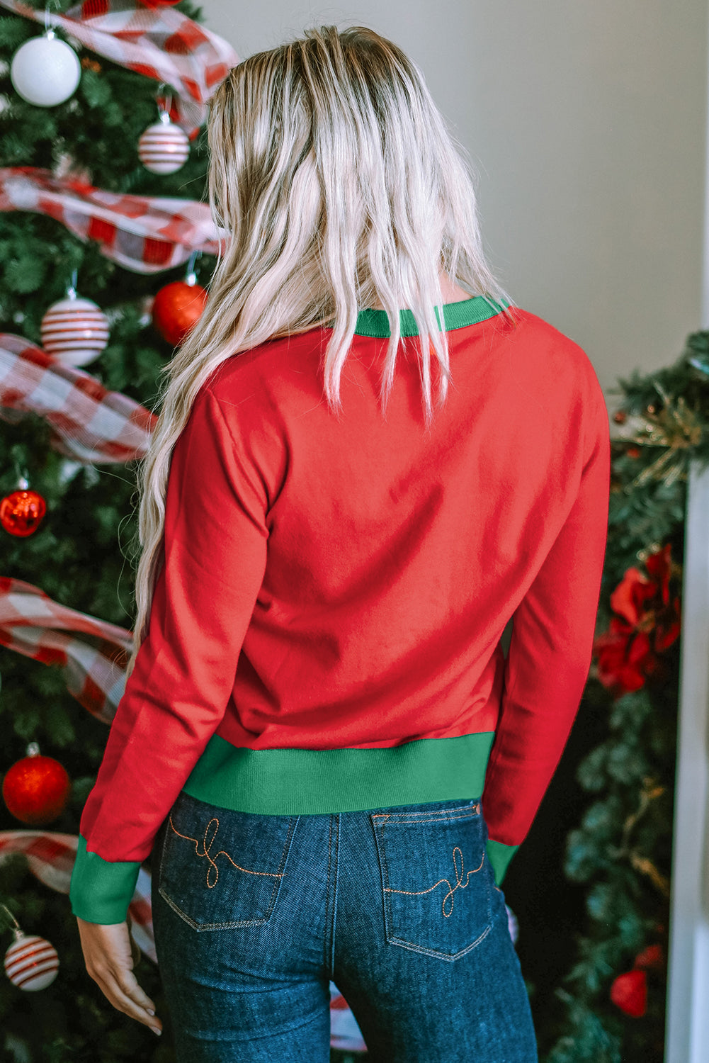 White Merry & Bright Round Neck Casual Sweater