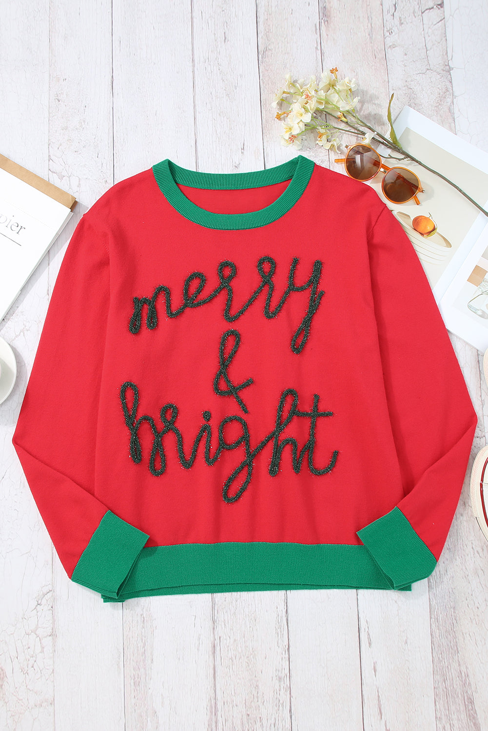 White Merry & Bright Round Neck Casual Sweater