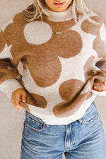 Camel Flower Pattern Slouchy Sweater