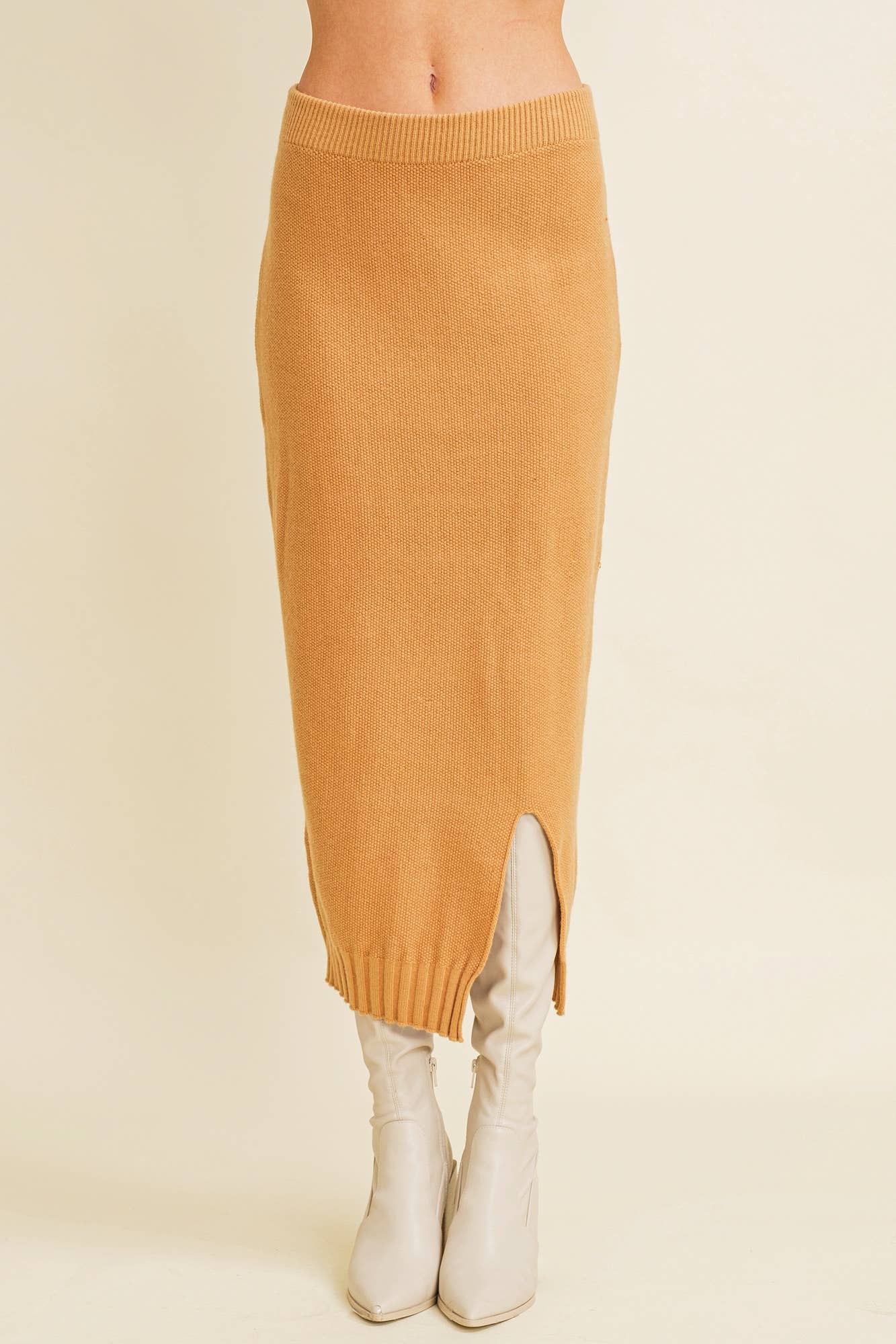 Hailey split midi knit skirt
